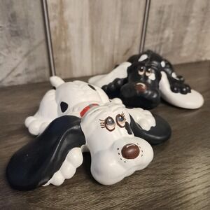 VTG 1986 Tonka Pound Puppies Ceramic Hand Painted Shelf Sitters 6" Figurines (2)